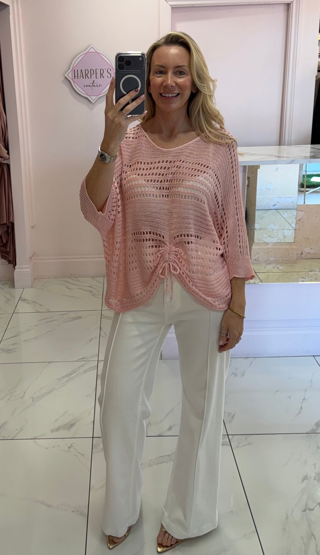 Dionne Crochet Detail Tie Top