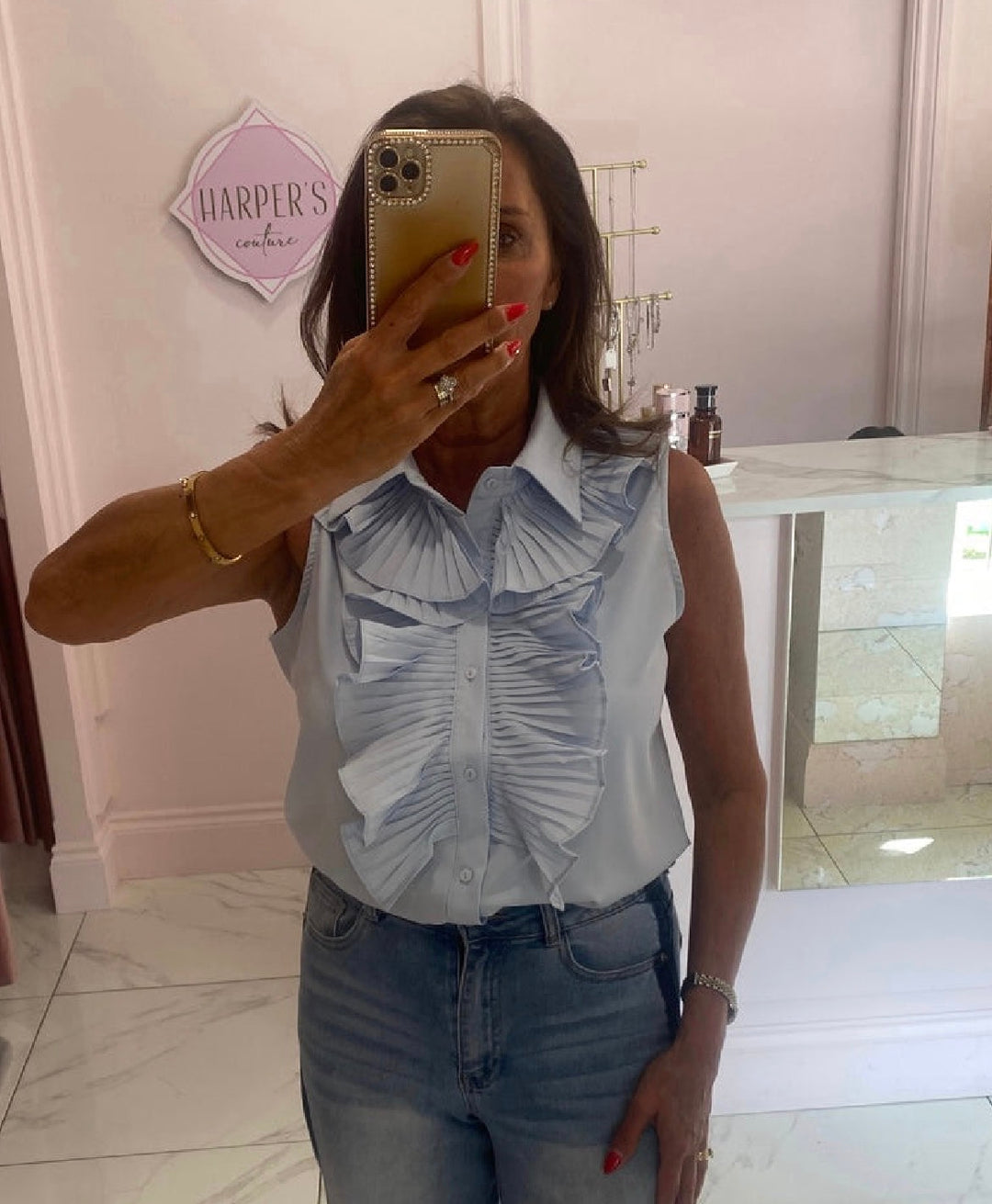 Tara Ruffle Sleeveless Blouse