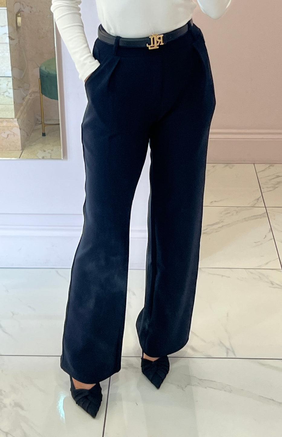 Honey Scuba Wide Leg Trousers