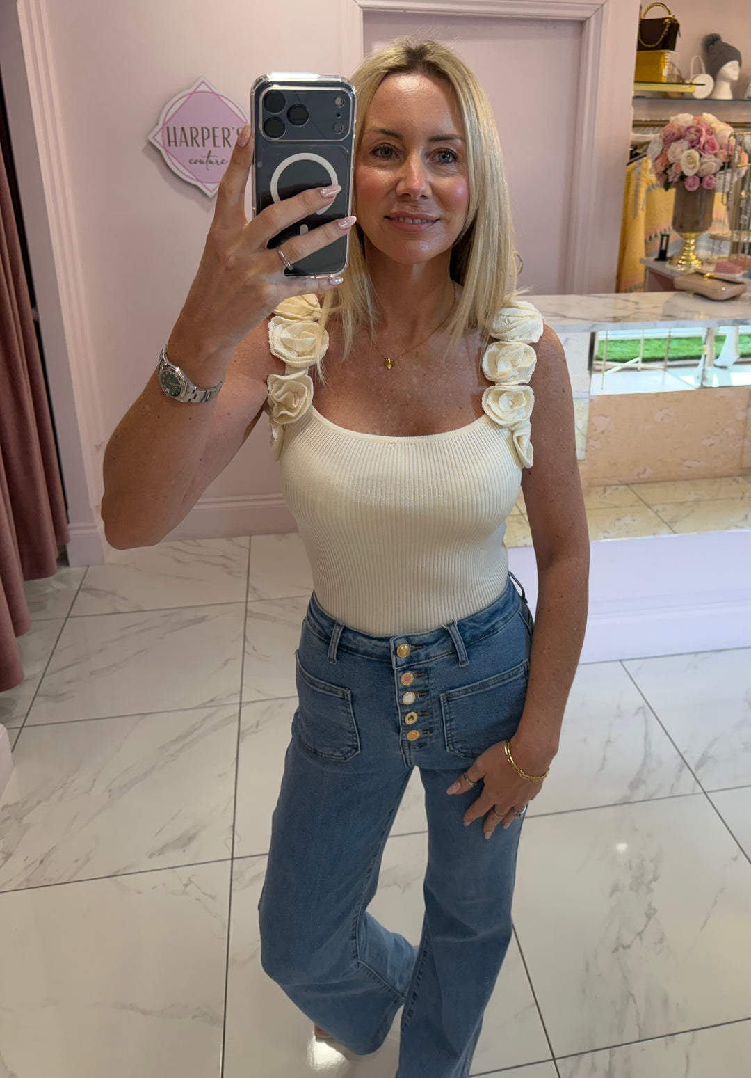 Audrey Rose Strap Fine Knit Top