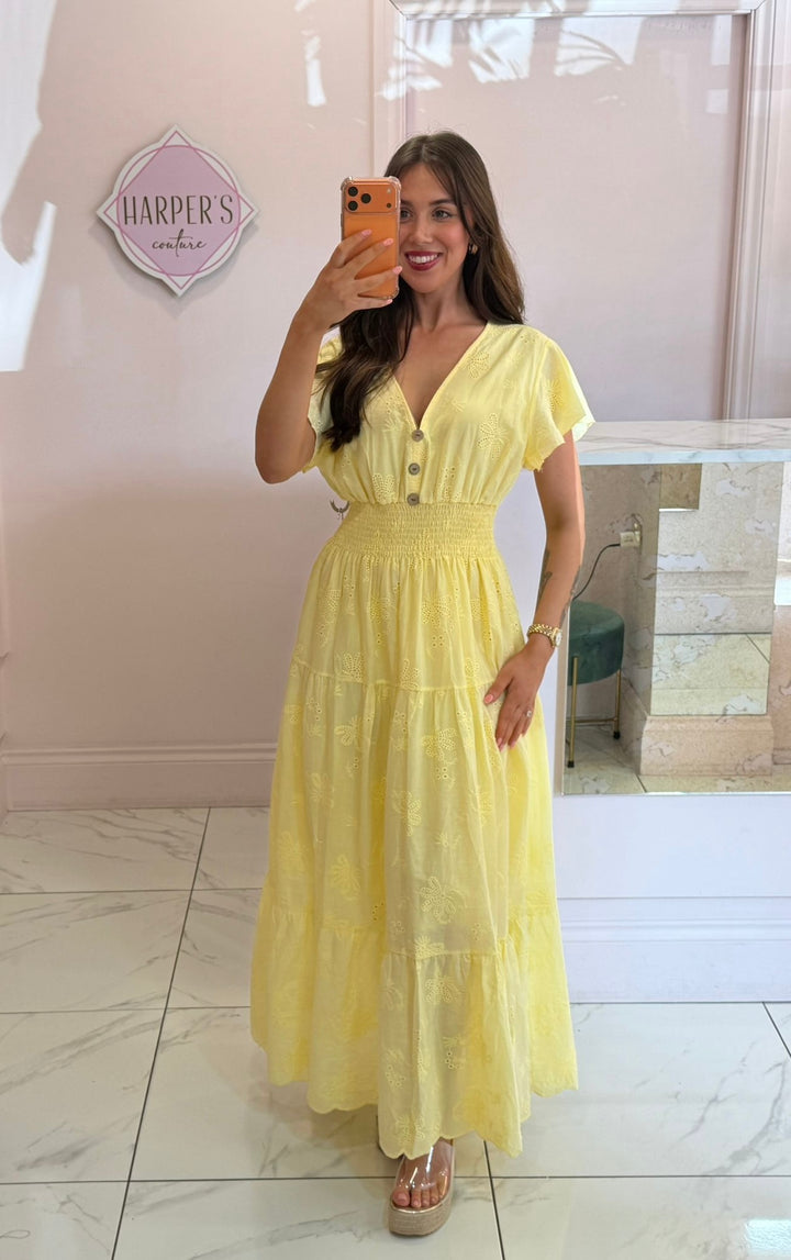 Elisha Broderie Anglais Button Midi Dress