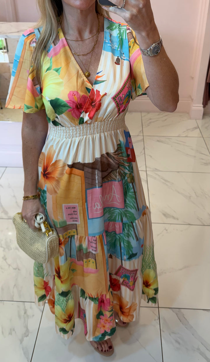 Sofia Vibrant Print Summer Maxi Dress