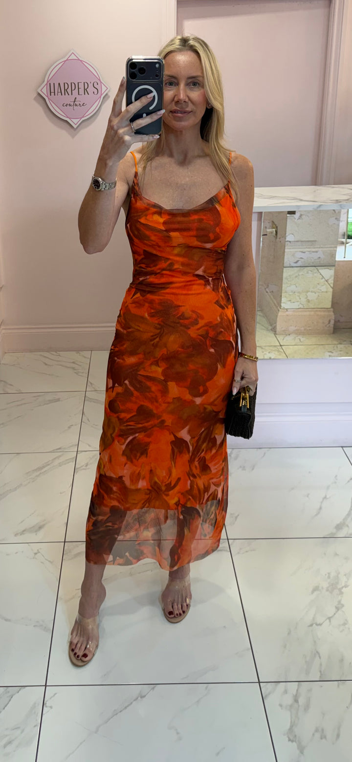 Minnie Mesh Print Cami Midi Dress