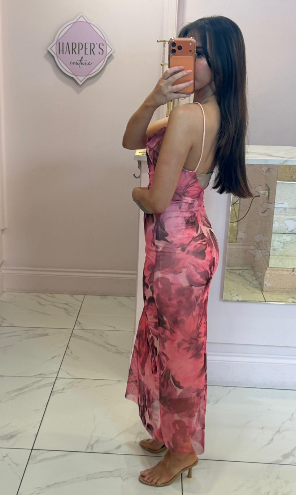 Minnie Mesh Print Cami Midi Dress