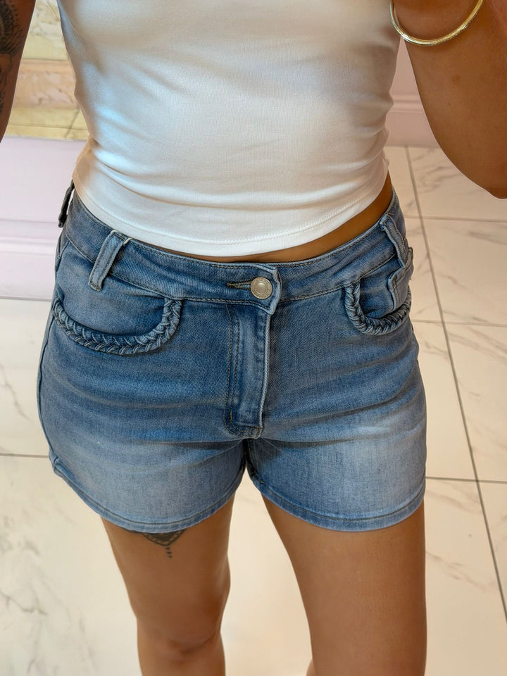 Billy Plait Detail Denim Shorts