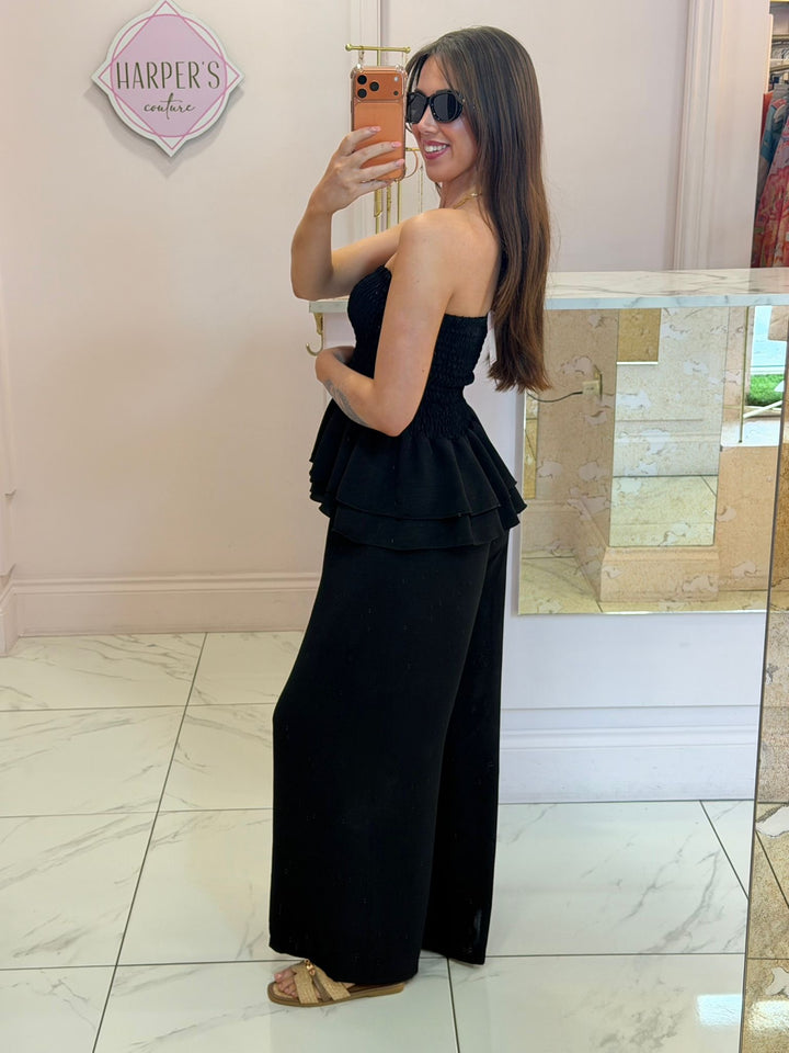 Bianca Black Bandeau Top &amp; Trousers Co Ord
