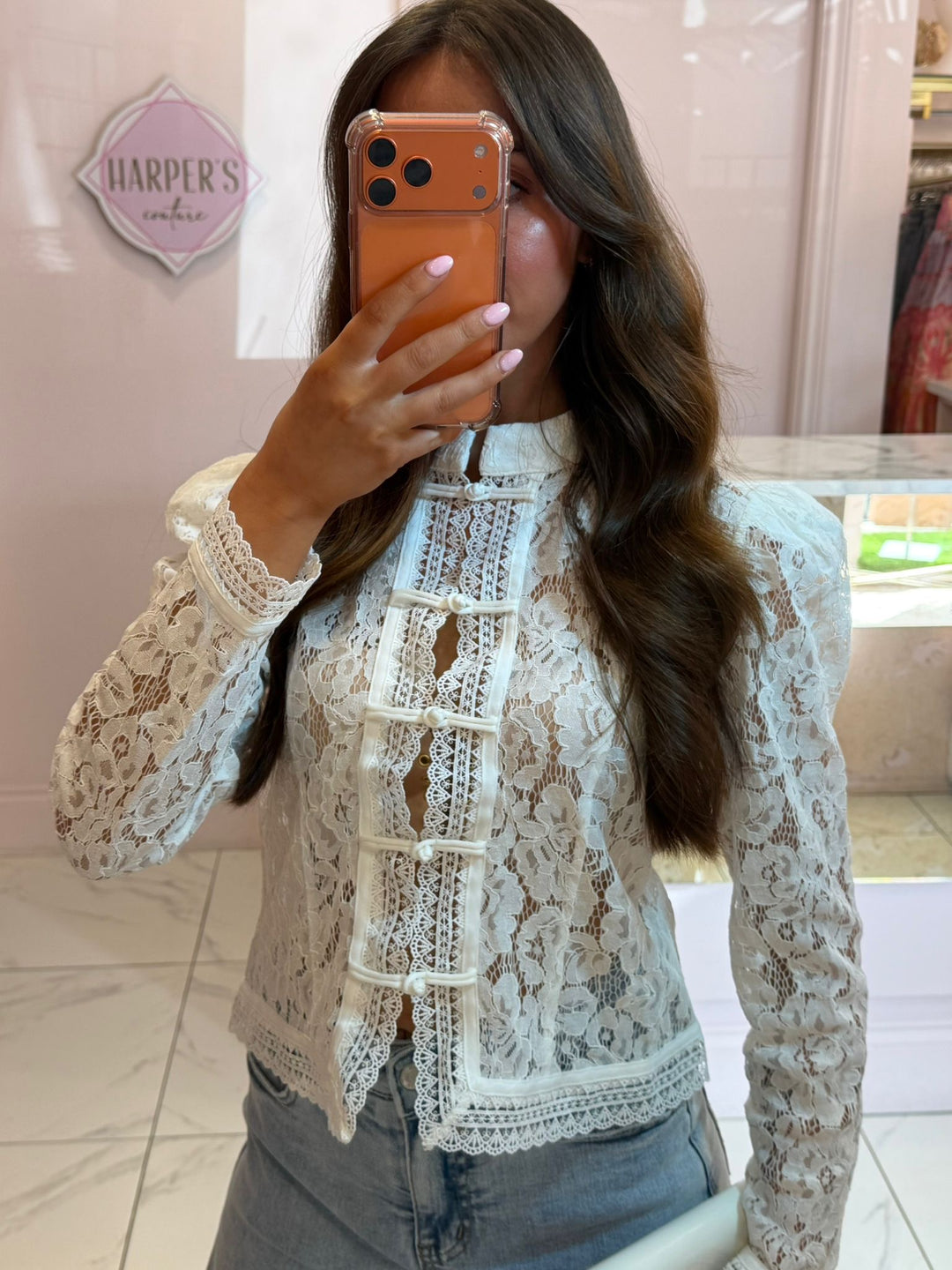 Mai White Lace Detail Blouse
