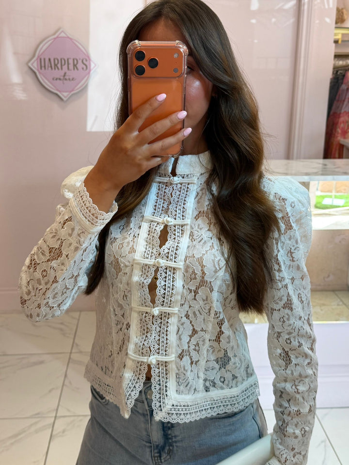 Mai White Lace Detail Blouse