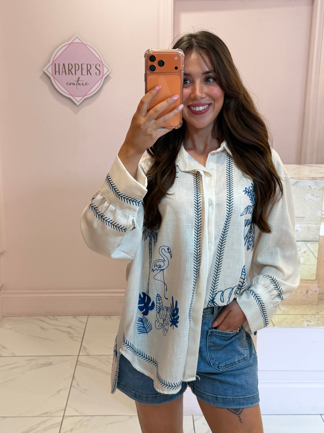 Palma Print Detail Shirt/Blouse