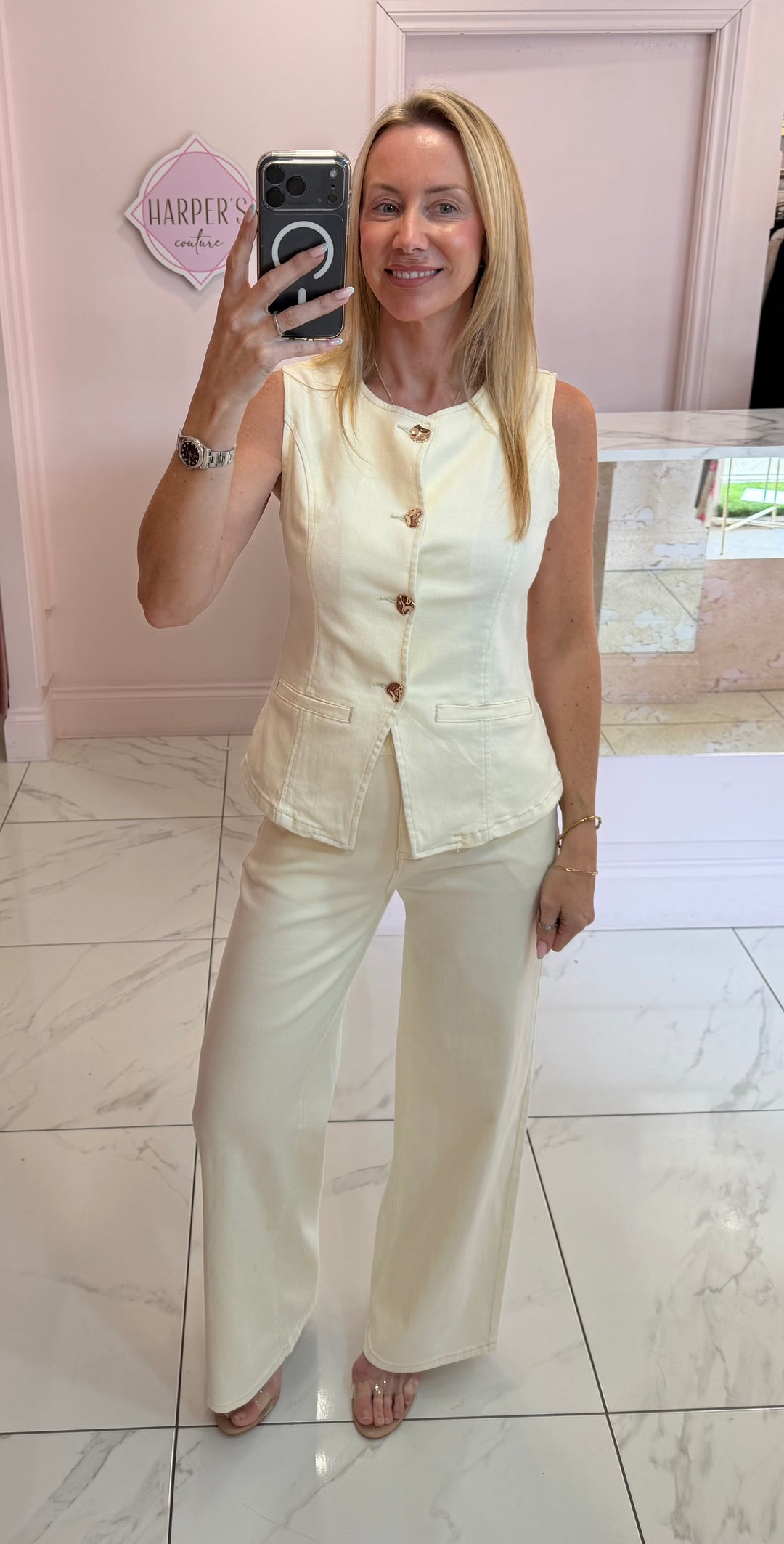 Ebony Denim Waistcoat &amp; Jeans Co Ord