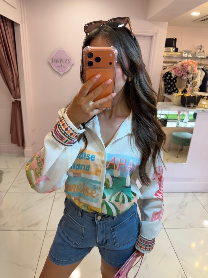 Bisou Print Detail Shirt/Blouse