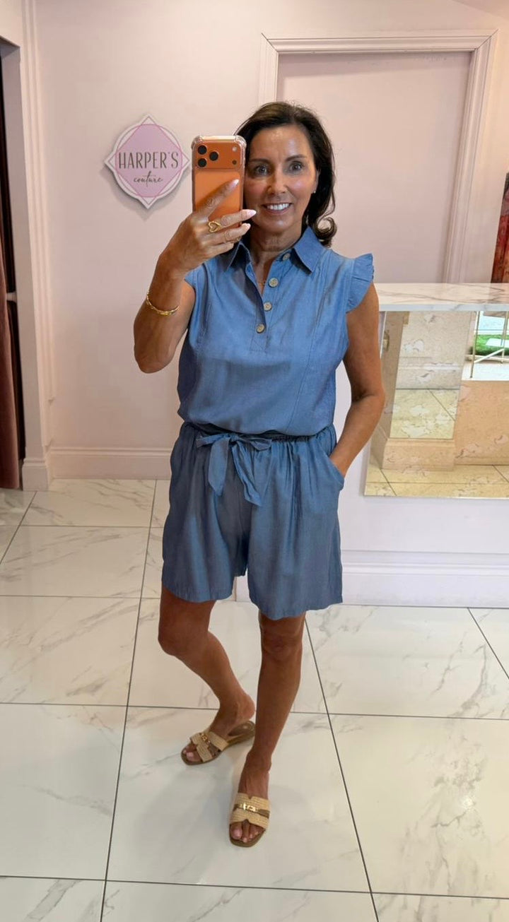 Monica Soft Denim Look Short Co Ord Set