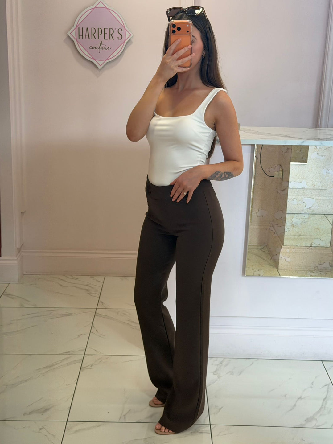 Charlotte Double button Flare Leg Trousers