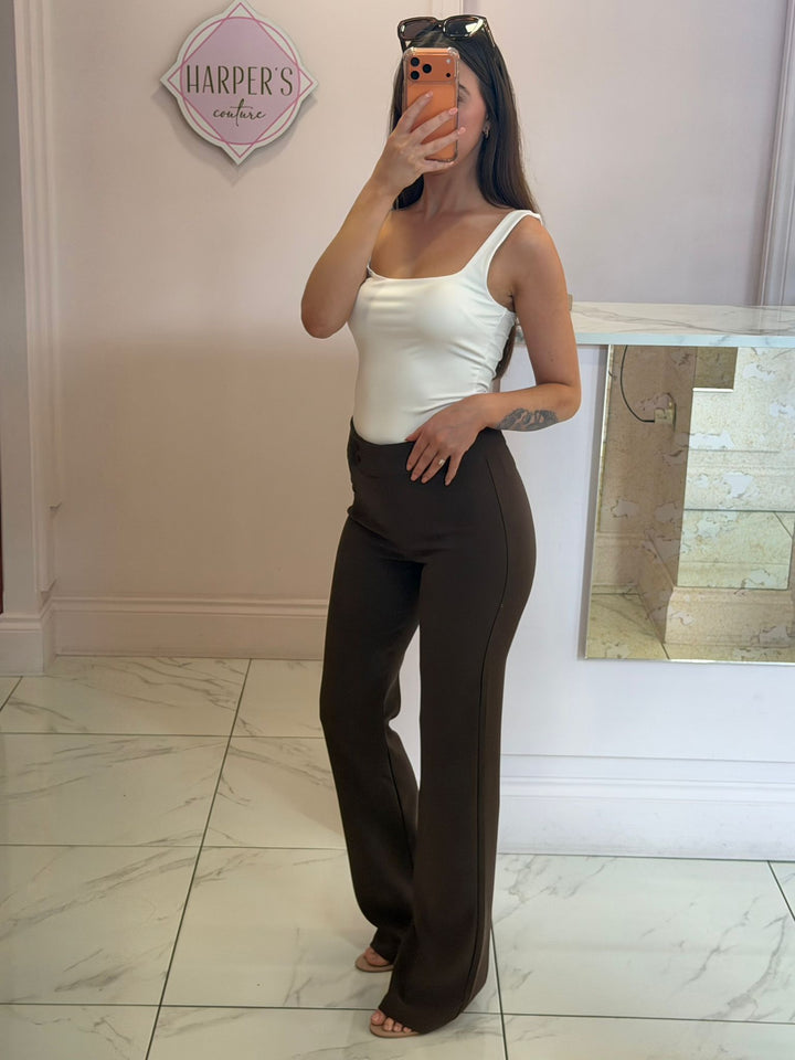 Charlotte Double button Flare Leg Trousers