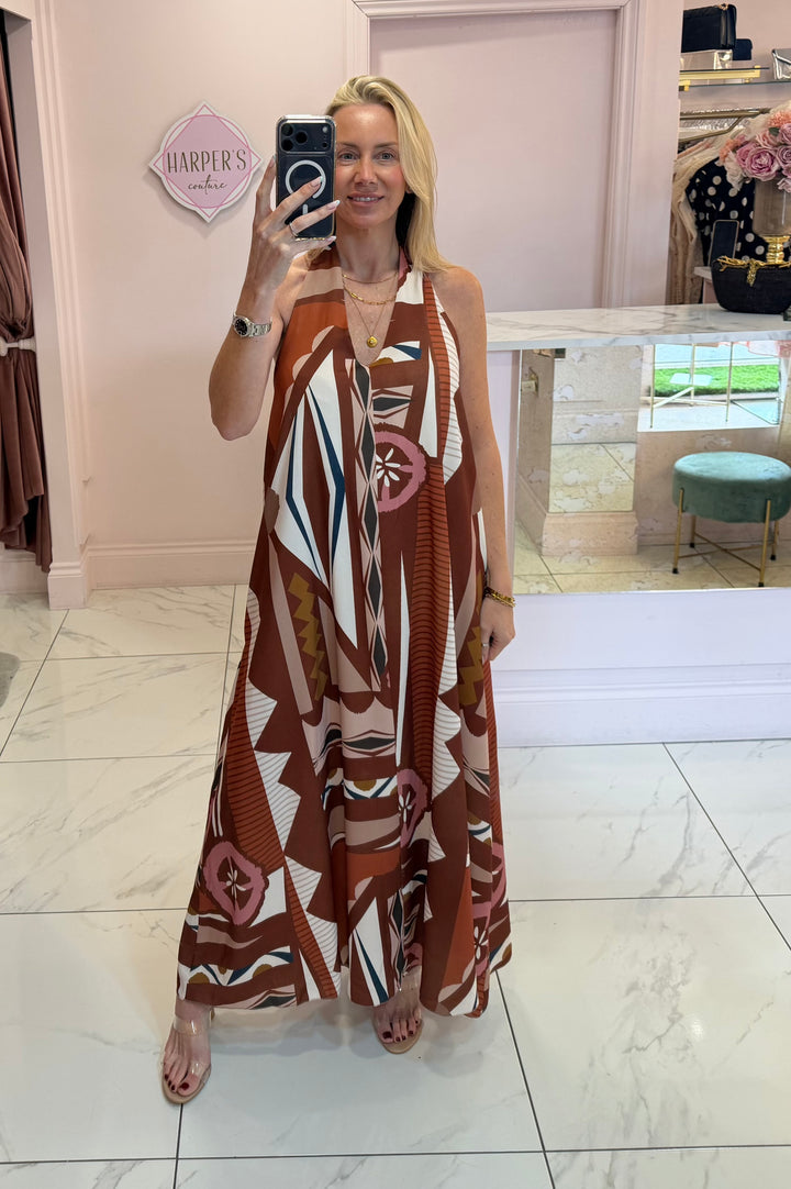 Nala Abstract Print Summer Maxi Dress