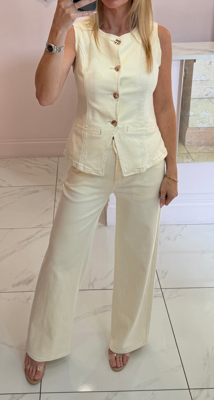 Ebony Denim Waistcoat &amp; Jeans Co Ord