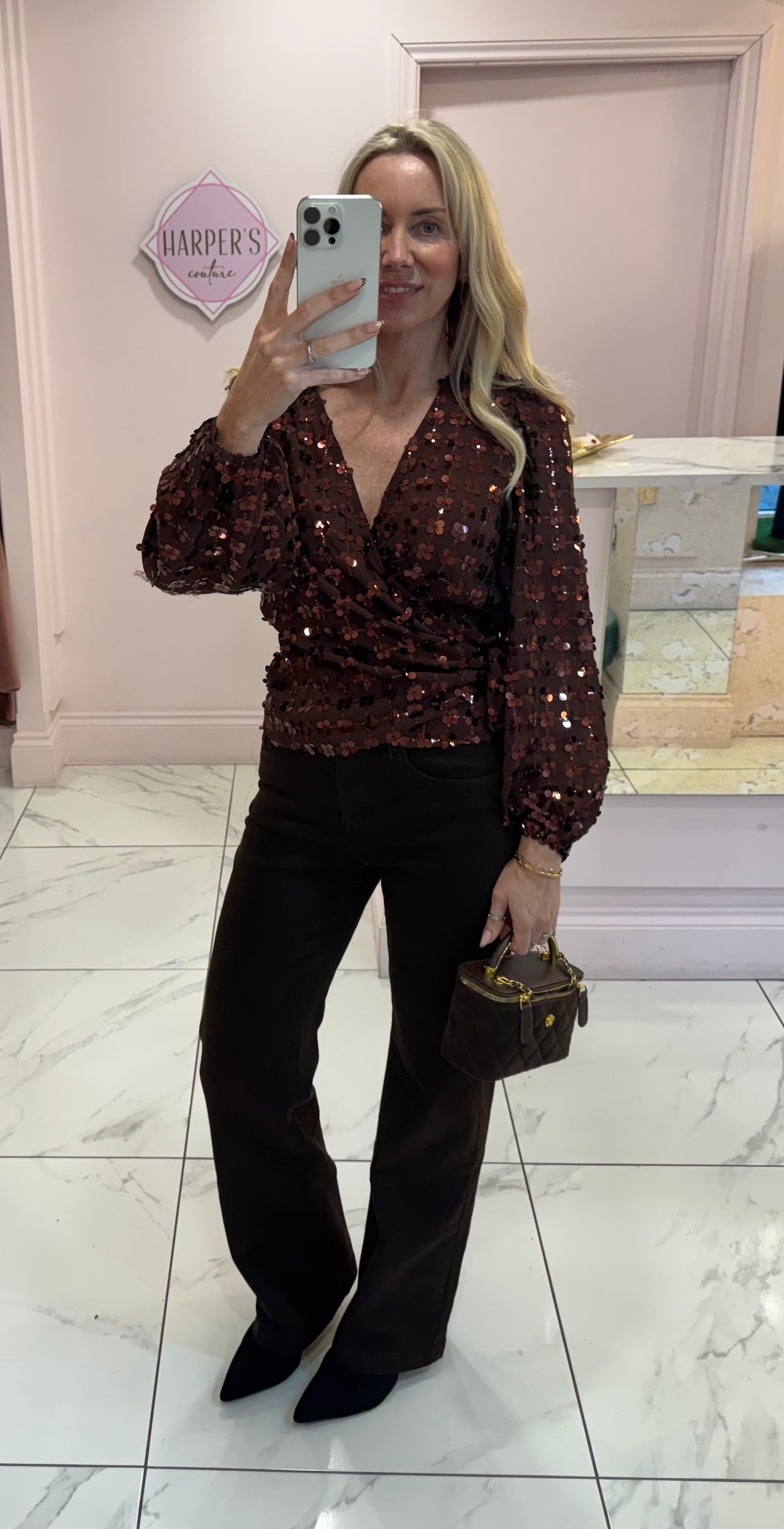 Tiffany Sequin Wrap Top