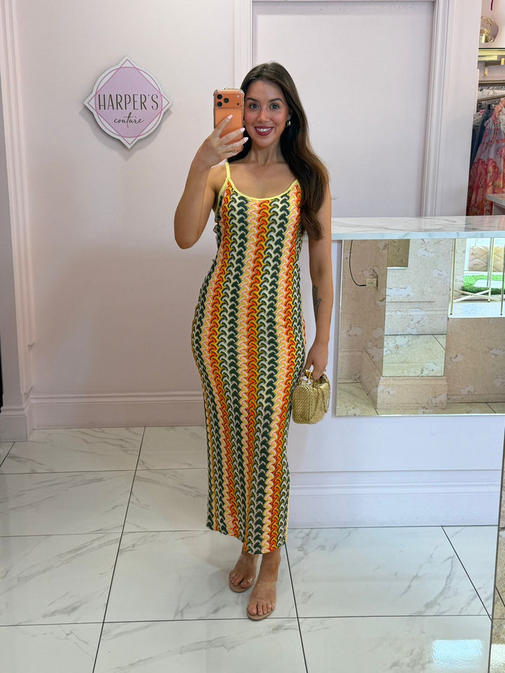 Lauren Zig Zag Wavy Cami Midi Dress