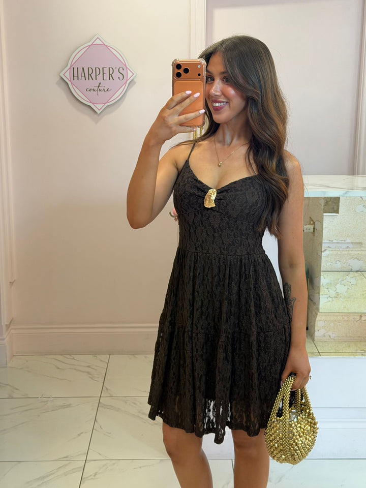 Mollie Chocolate Brown Lace Dress
