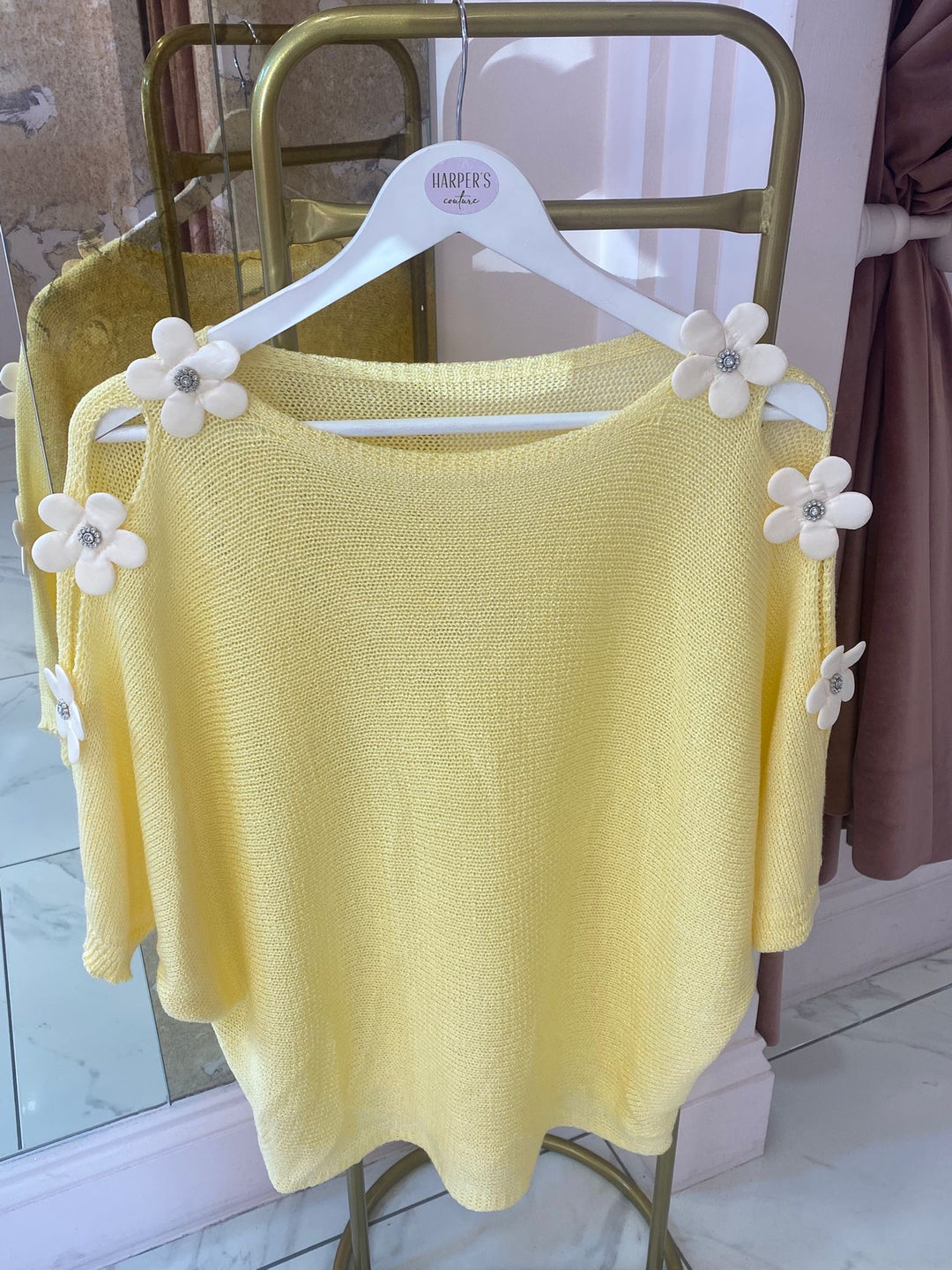 Jessica Fine Knit Flower Detail Top