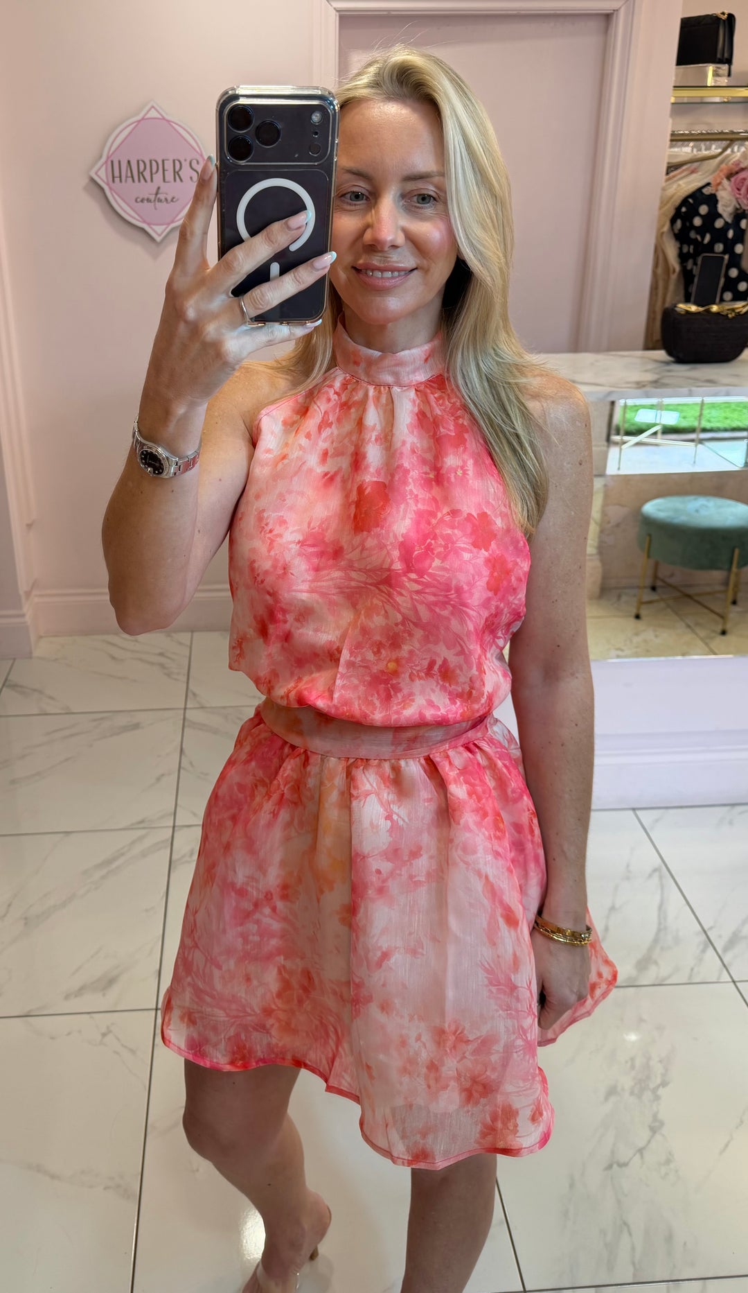 Luella Marble Print Summer Dress