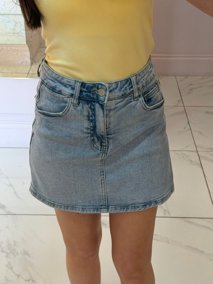 Dania High Waist Denim Skort
