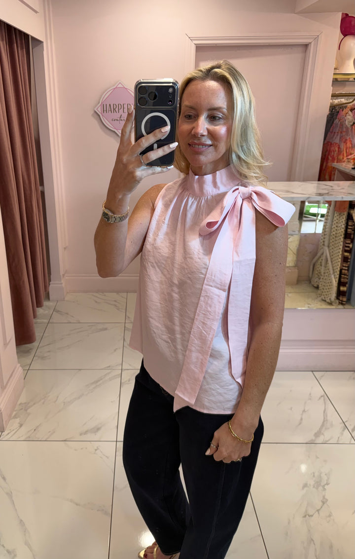 Anna Halter Neck bow Top