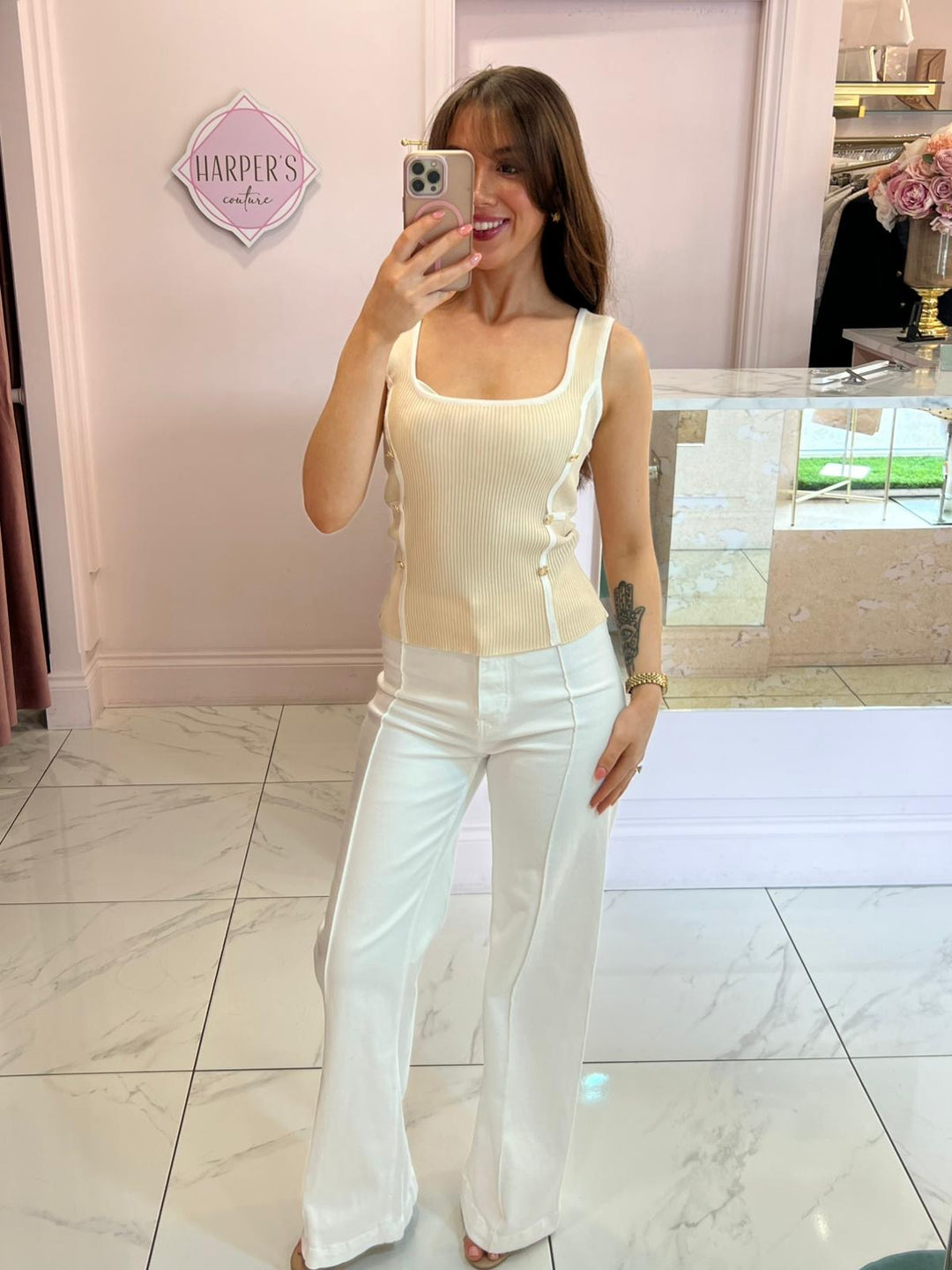 Betty Piped Edge Fine Knit Top