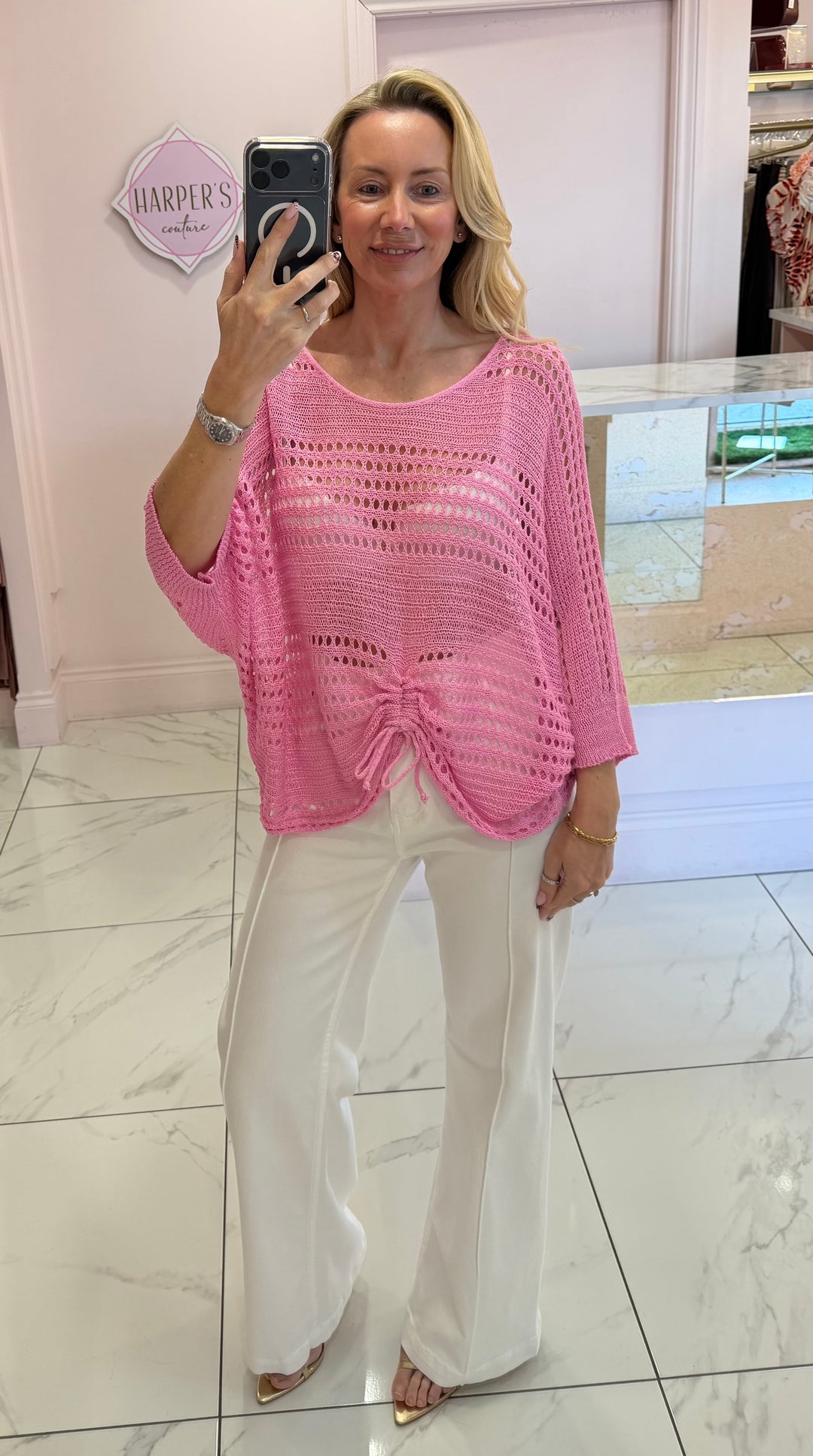 Dionne Crochet Detail Tie Top