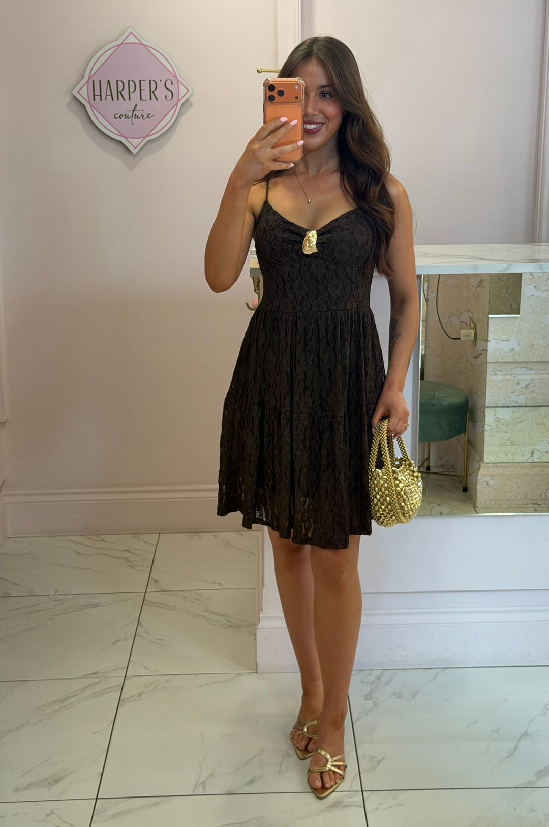 Mollie Chocolate Brown Lace Dress