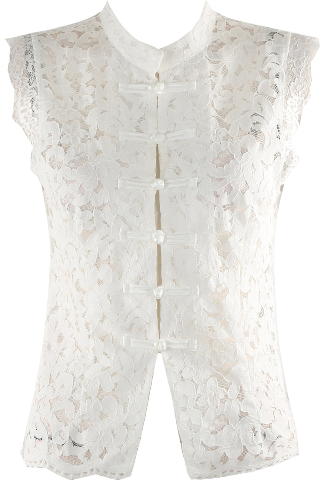 premium White Lace Detail Blouse