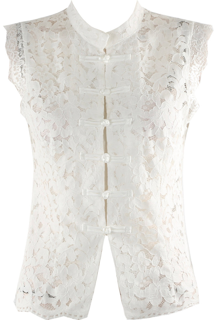 premium White Lace Detail Blouse