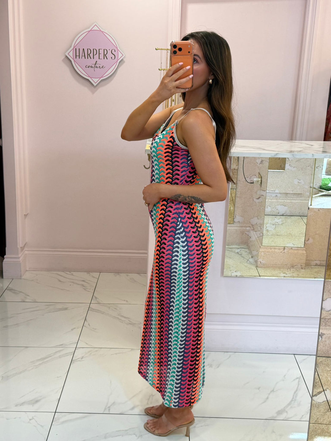 Lauren Zig Zag Wavy Cami Midi Dress