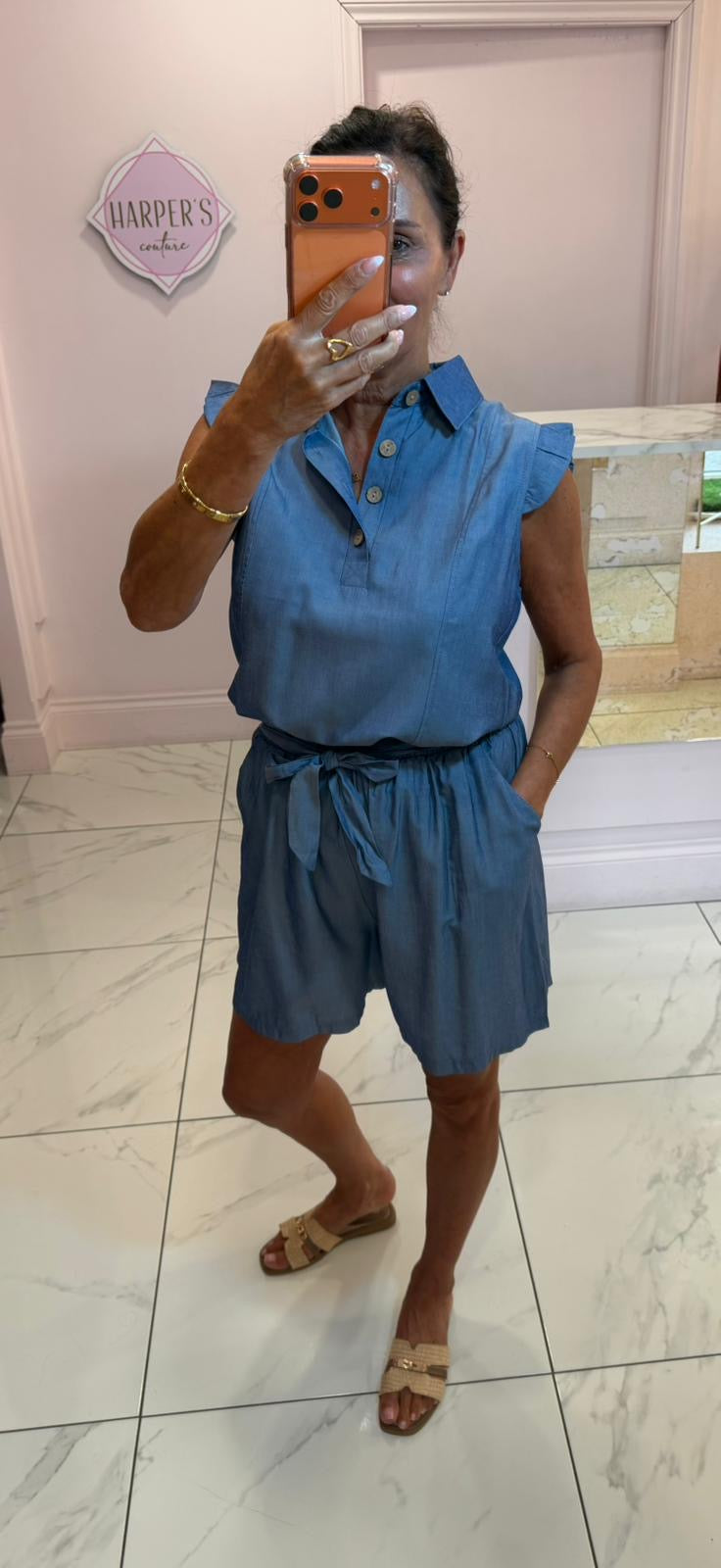 Monica Soft Denim Look Short Co Ord Set