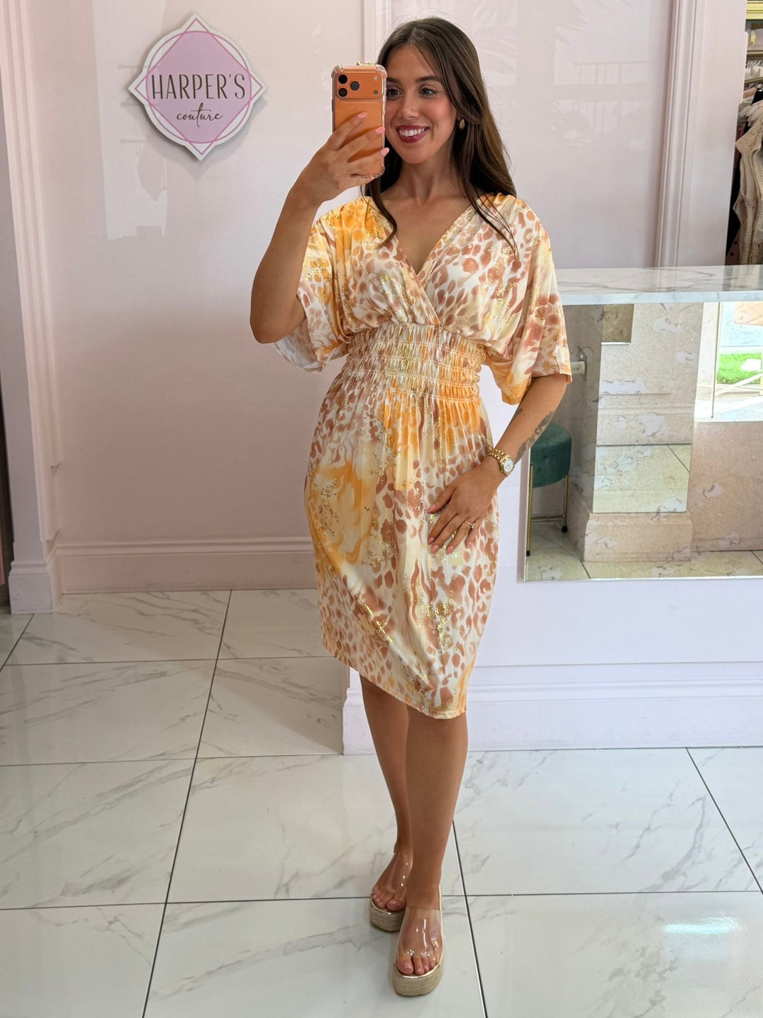 Celesta Animal Print Slinky Dress