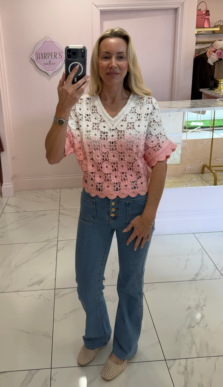 Cleo Ombré Crochet Detail Top