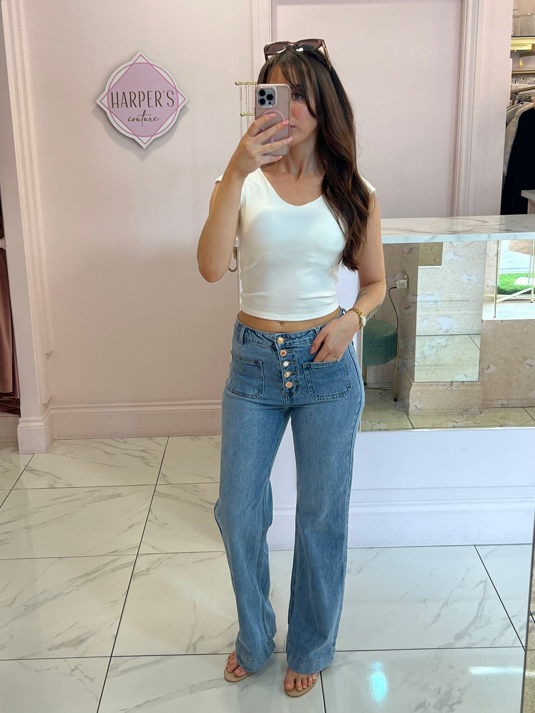 Loretta V Neck Cup Insert Short Sleeve Top