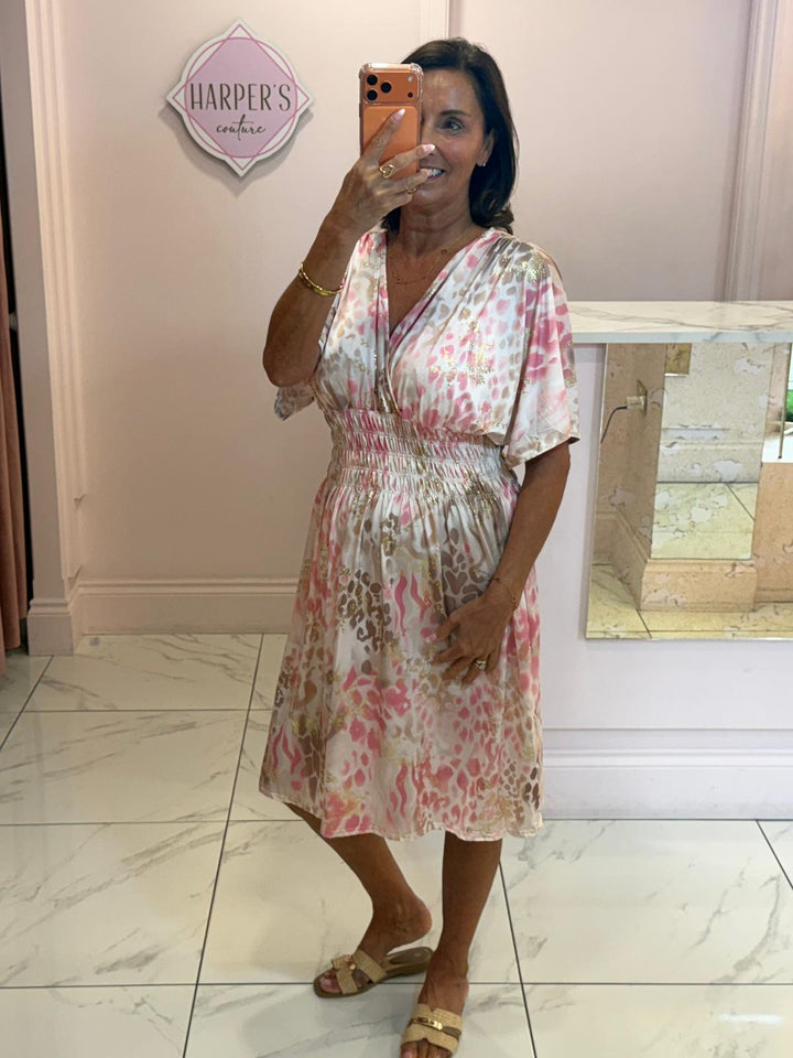 Celesta Animal Print Slinky Dress