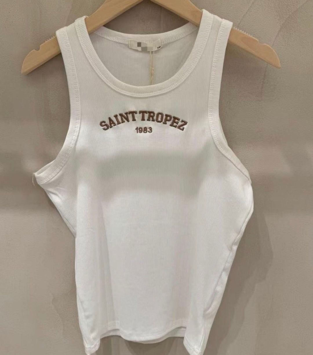 St Tropez Round Neck Super Soft Ribbed Vest Top