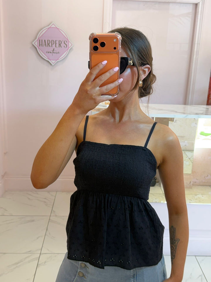 Nadiner Shirred Peplum Top