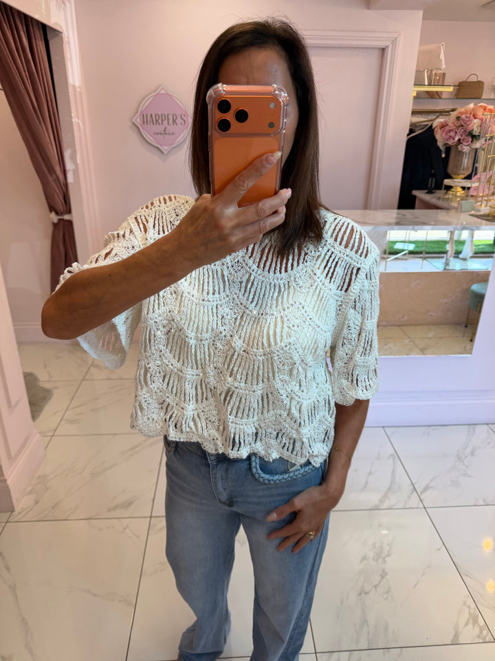 Jerry Sparkle Crochet Detail Top