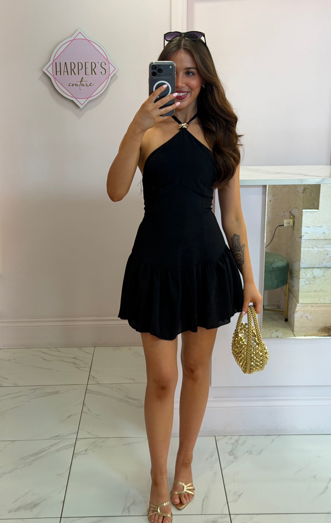 Jasmine Black Layered  Dress with shorts underneath