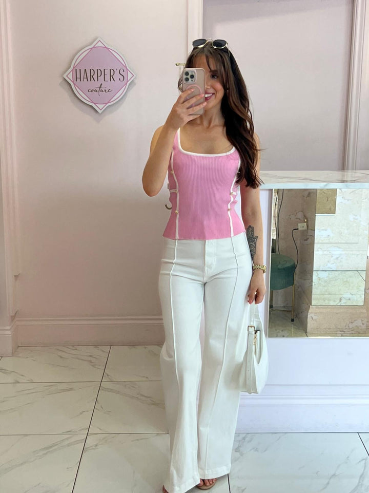 Betty Piped Edge Fine Knit Top