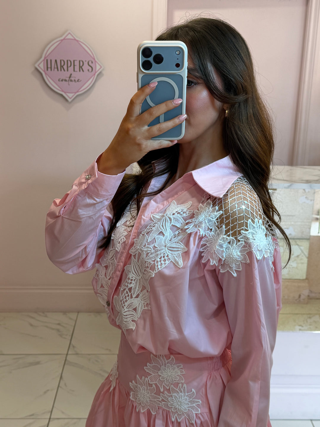 Suzy Floral Embroidered Shirt &amp; Puffball Skort Co Ord Set