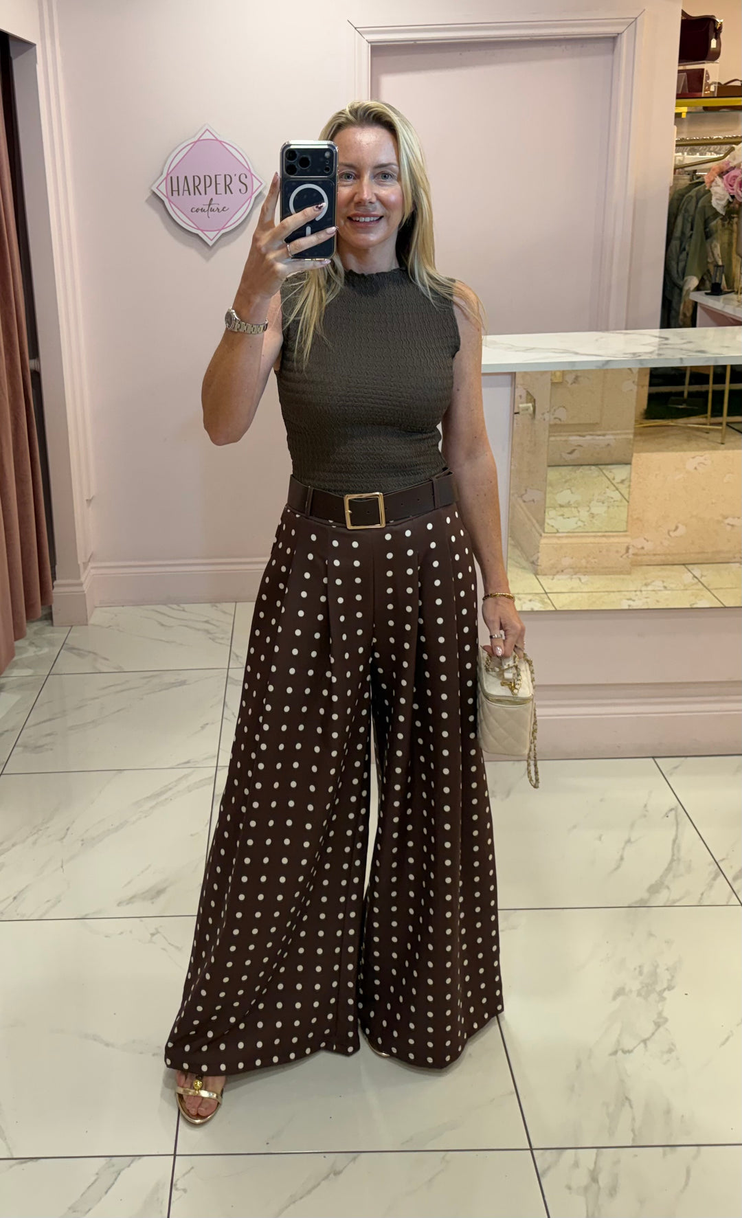 Petra Polka Dot Wide leg Belted Trouser