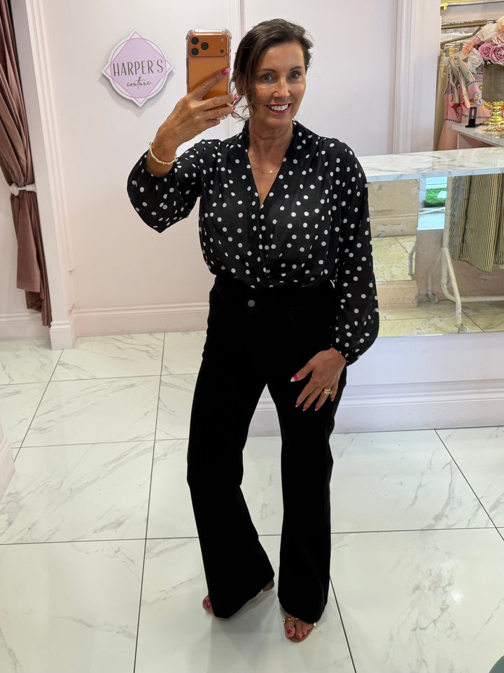 Selena Black Spotty Bodysuit