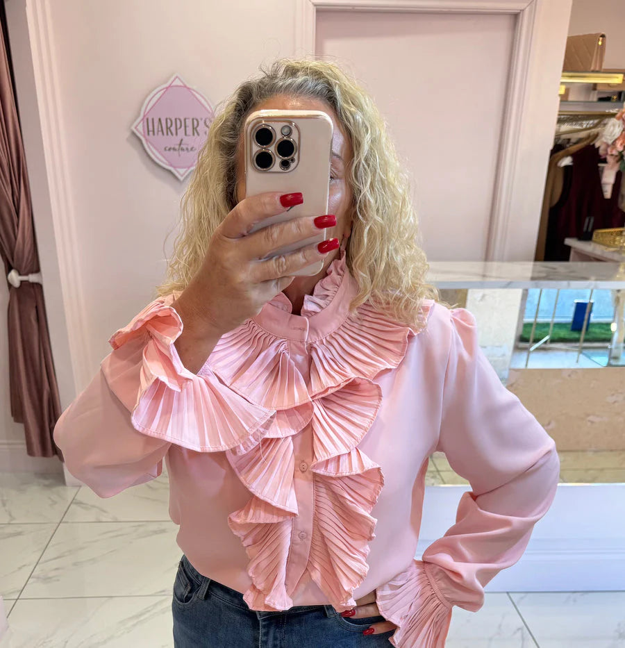 Ella Ruffle Front &amp; Cuff Detail Blouse