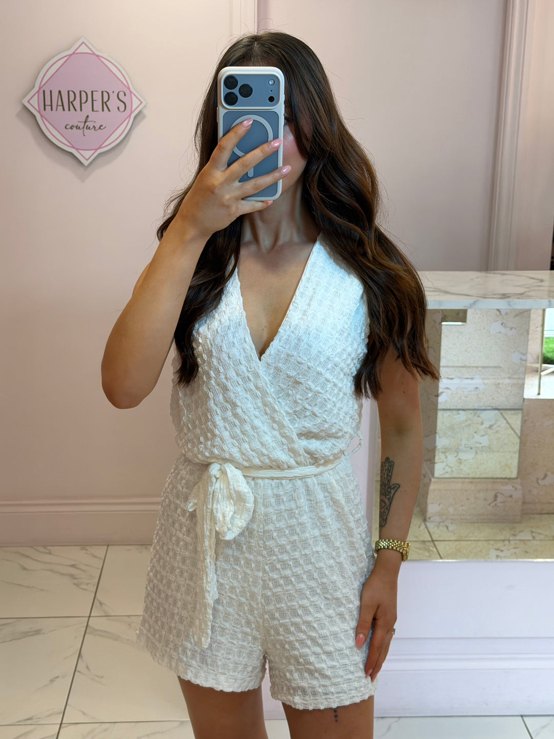 Rubie Textured White Playsuit