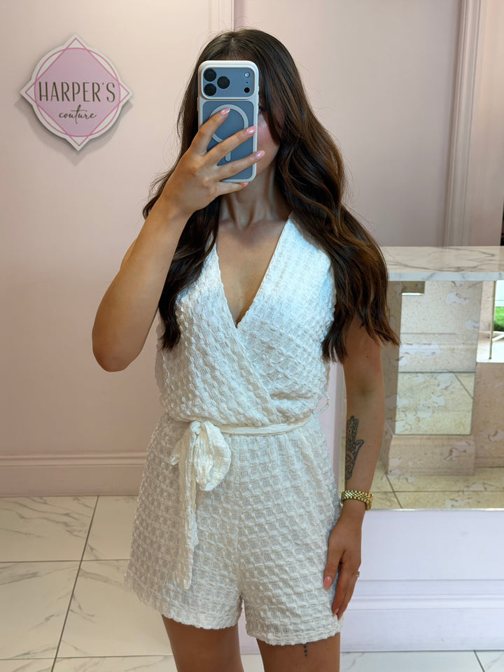 Rubie Textured White Playsuit