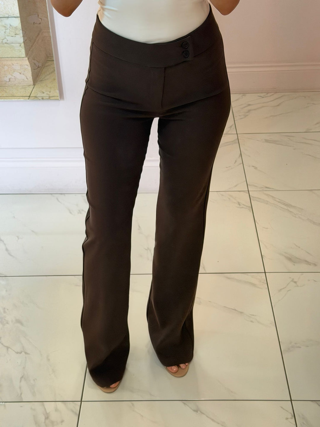 Charlotte Double button Flare Leg Trousers